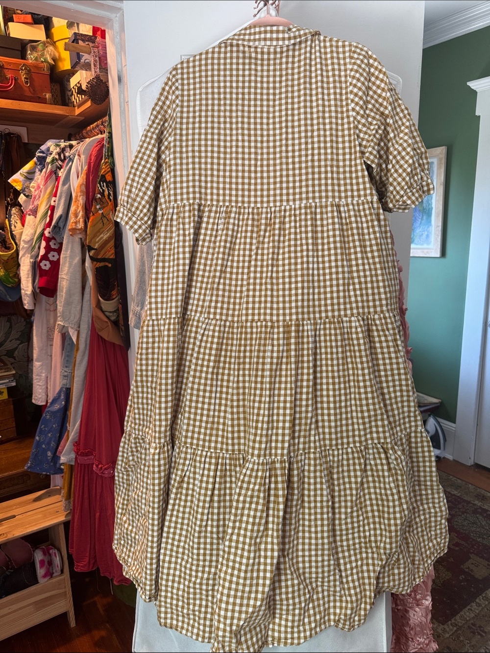 Rylee + Cru White and Mustard Gingham Dress - Picture 4 of 5